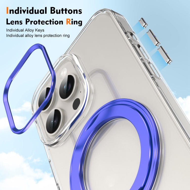For iPhone 13 Pro Max Ice-Cold Rotating Ring Holder PC MagSafe Phone Case(Blue) - iPhone 13 Pro Max Cases by buy2fix | Online Shopping UK | buy2fix