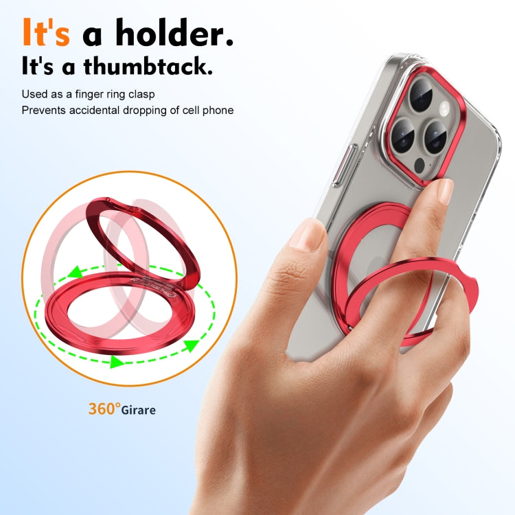 For iPhone 13 Pro Max Ice-Cold Rotating Ring Holder PC MagSafe Phone Case(Red) - iPhone 13 Pro Max Cases by buy2fix | Online Shopping UK | buy2fix