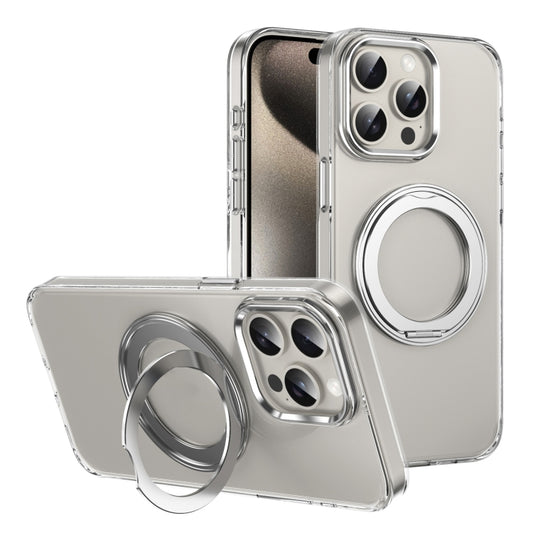 For iPhone 13 Pro Max Ice-Cold Rotating Ring Holder PC MagSafe Phone Case(Silver) - iPhone 13 Pro Max Cases by buy2fix | Online Shopping UK | buy2fix