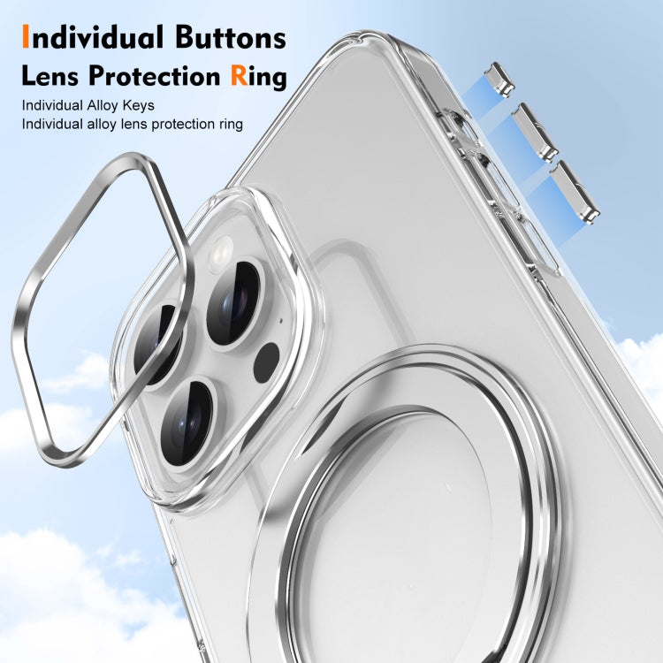 For iPhone 13 Pro Max Ice-Cold Rotating Ring Holder PC MagSafe Phone Case(Silver) - iPhone 13 Pro Max Cases by buy2fix | Online Shopping UK | buy2fix