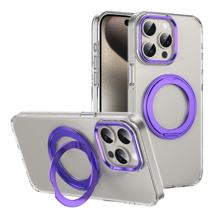 For iPhone 13 Pro Max Ice-Cold Rotating Ring Holder PC MagSafe Phone Case(Purple) - iPhone 13 Pro Max Cases by buy2fix | Online Shopping UK | buy2fix
