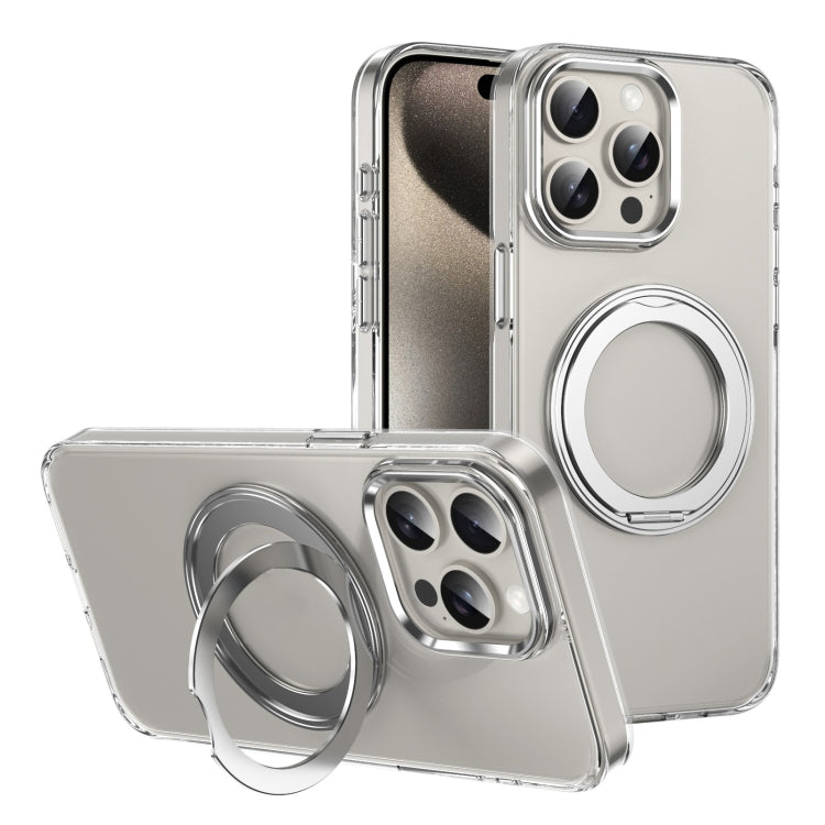 For iPhone 13 Pro Ice-Cold Rotating Ring Holder PC MagSafe Phone Case(Silver) - iPhone 13 Pro Cases by buy2fix | Online Shopping UK | buy2fix