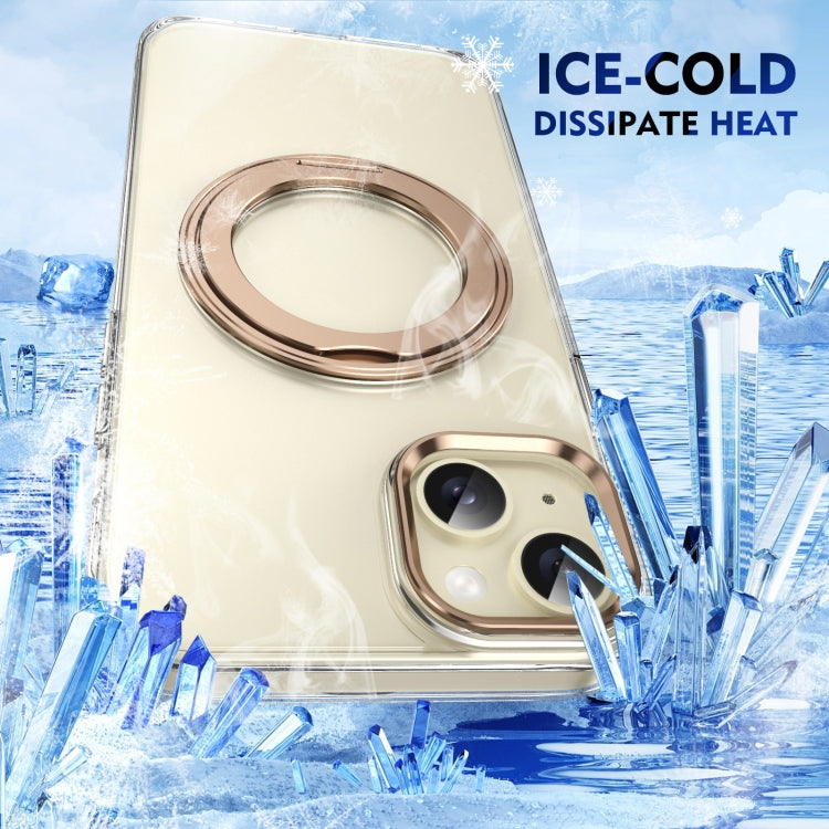 For iPhone 13 Ice-Cold Rotating Ring Holder PC MagSafe Phone Case(Desert Gold) - iPhone 13 Cases by buy2fix | Online Shopping UK | buy2fix