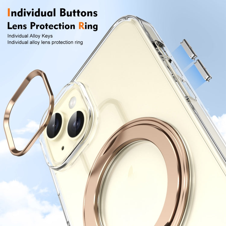 For iPhone 13 Ice-Cold Rotating Ring Holder PC MagSafe Phone Case(Desert Gold) - iPhone 13 Cases by buy2fix | Online Shopping UK | buy2fix