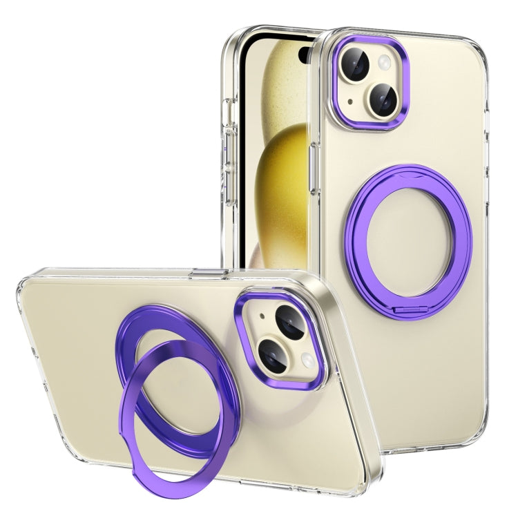 For iPhone 13 Ice-Cold Rotating Ring Holder PC MagSafe Phone Case(Purple) - iPhone 13 Cases by buy2fix | Online Shopping UK | buy2fix