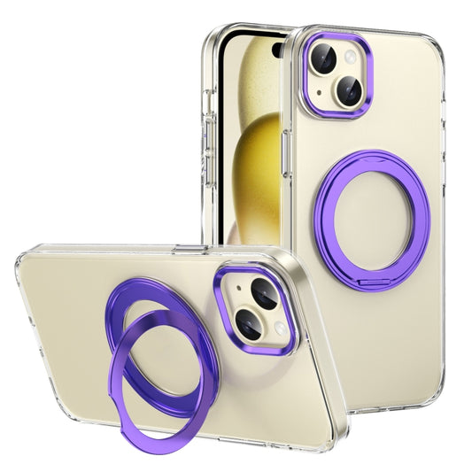 For iPhone 13 Ice-Cold Rotating Ring Holder PC MagSafe Phone Case(Purple) - iPhone 13 Cases by buy2fix | Online Shopping UK | buy2fix