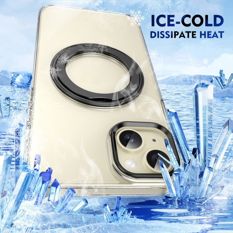 For iPhone 13 Ice-Cold Rotating Ring Holder PC MagSafe Phone Case(Black) - iPhone 13 Cases by buy2fix | Online Shopping UK | buy2fix