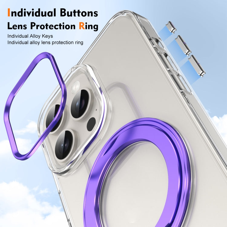 For iPhone 12 / 12 Pro Ice-Cold Rotating Ring Holder PC MagSafe Phone Case(Purple) - iPhone 12 / 12 Pro Cases by buy2fix | Online Shopping UK | buy2fix