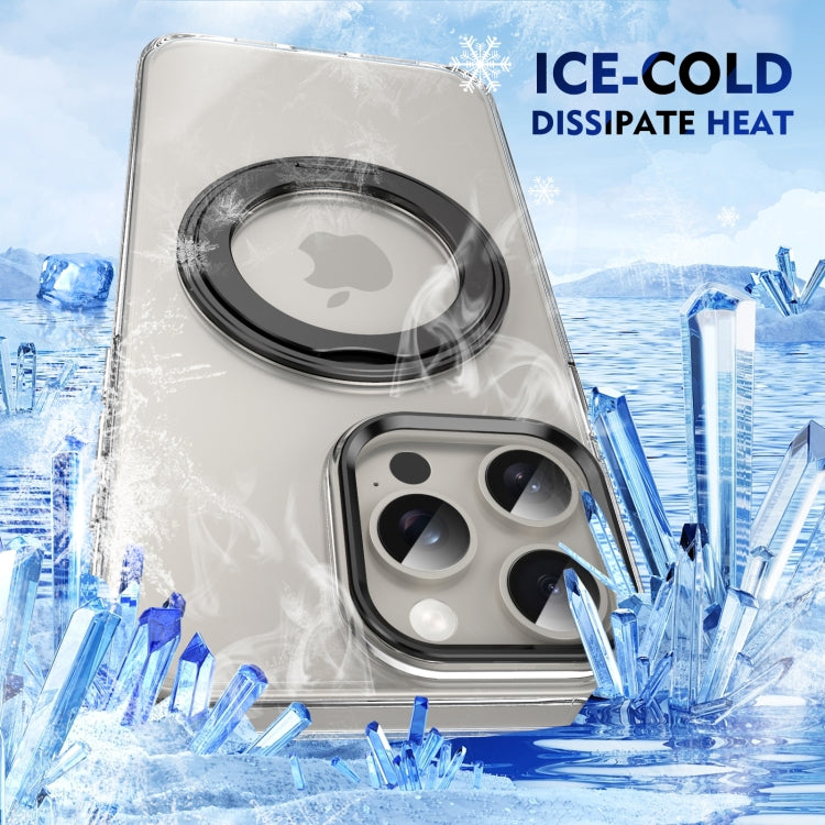 For iPhone 12 / 12 Pro Ice-Cold Rotating Ring Holder PC MagSafe Phone Case(Black) - iPhone 12 / 12 Pro Cases by buy2fix | Online Shopping UK | buy2fix