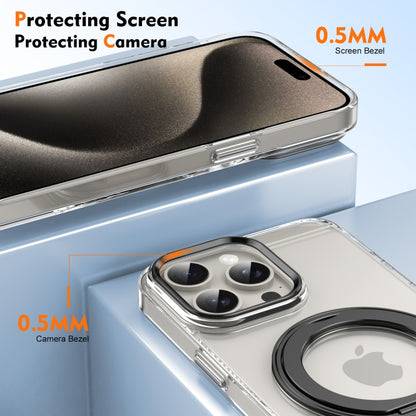 For iPhone 12 / 12 Pro Ice-Cold Rotating Ring Holder PC MagSafe Phone Case(Black) - iPhone 12 / 12 Pro Cases by buy2fix | Online Shopping UK | buy2fix