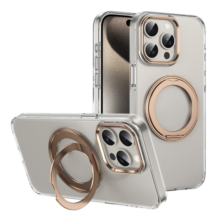 For iPhone 12 Pro Max Ice-Cold Rotating Ring Holder PC MagSafe Phone Case(Desert Gold) - iPhone 12 Pro Max Cases by buy2fix | Online Shopping UK | buy2fix