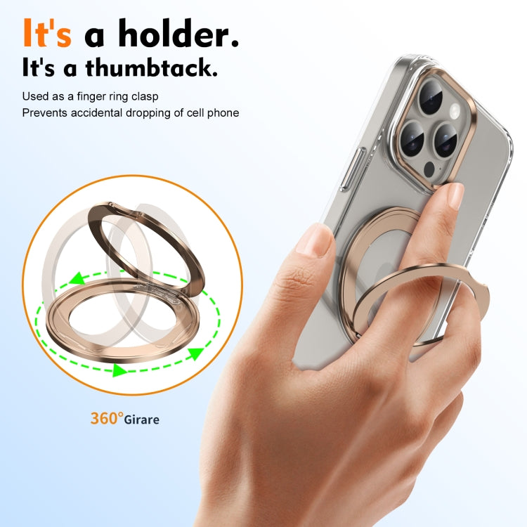 For iPhone 12 Pro Max Ice-Cold Rotating Ring Holder PC MagSafe Phone Case(Desert Gold) - iPhone 12 Pro Max Cases by buy2fix | Online Shopping UK | buy2fix