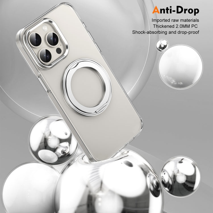 For iPhone 12 Pro Max Ice-Cold Rotating Ring Holder PC MagSafe Phone Case(Silver) - iPhone 12 Pro Max Cases by buy2fix | Online Shopping UK | buy2fix