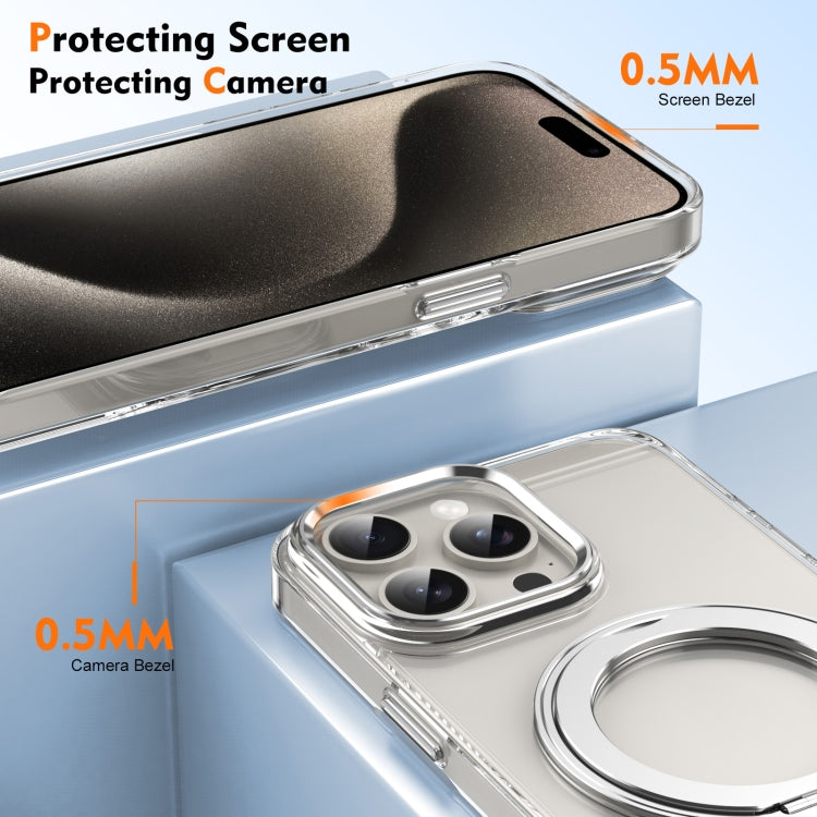 For iPhone 12 Pro Max Ice-Cold Rotating Ring Holder PC MagSafe Phone Case(Silver) - iPhone 12 Pro Max Cases by buy2fix | Online Shopping UK | buy2fix