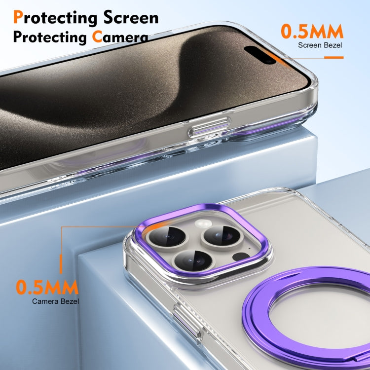 For iPhone 12 Pro Max Ice-Cold Rotating Ring Holder PC MagSafe Phone Case(Purple) - iPhone 12 Pro Max Cases by buy2fix | Online Shopping UK | buy2fix