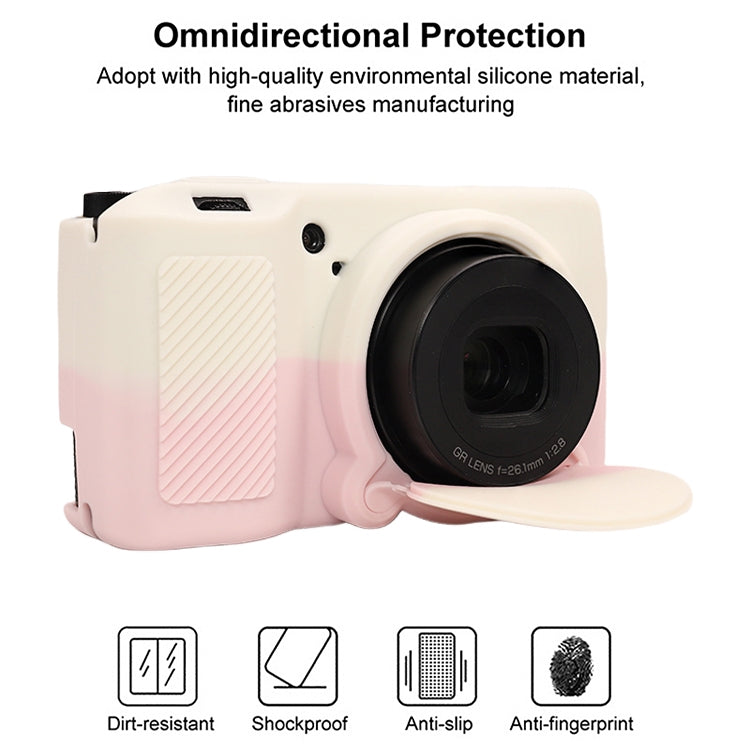 For Ricoh GR III Soft Silicone Protective Case(White Pink) - Protective Case by buy2fix | Online Shopping UK | buy2fix