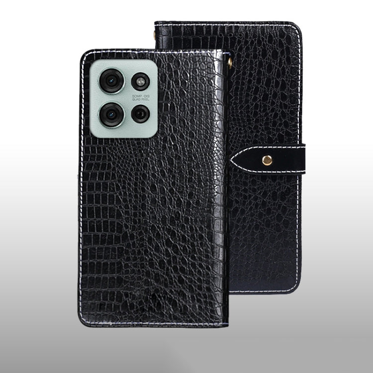 For Motorola Moto G75 5G idewei Crocodile Texture Leather Phone Case(Black) by idewei