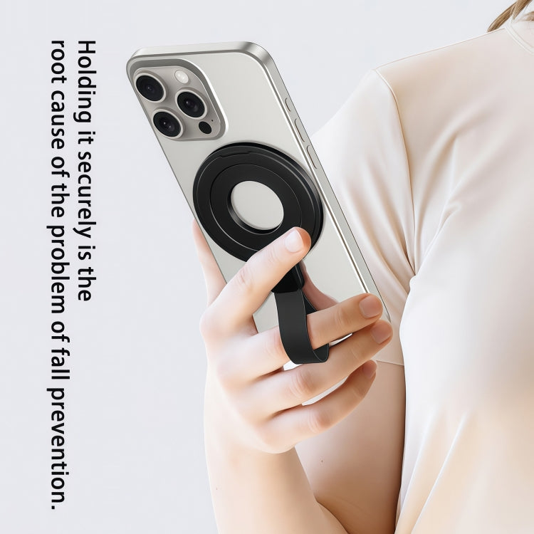 Metal Magsafe Magnetic Ring Silicone Band Phone Holder(Black) - Ring Holder by buy2fix | Online Shopping UK | buy2fix