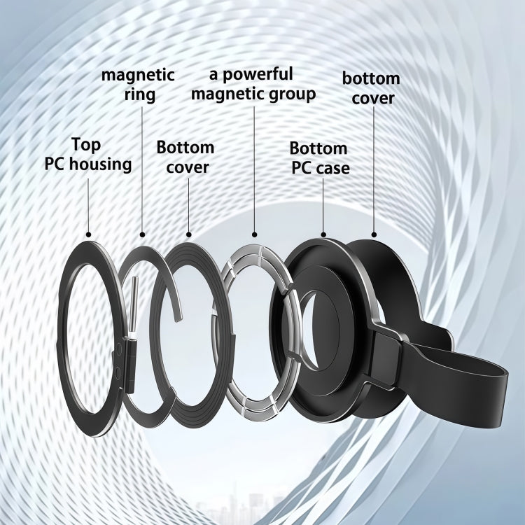 Metal Magsafe Magnetic Ring Silicone Band Phone Holder(Black) - Ring Holder by buy2fix | Online Shopping UK | buy2fix