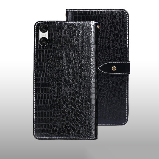 For Sony Xperia 10 VI idewei Crocodile Texture Leather Phone Case(Black) by idewei