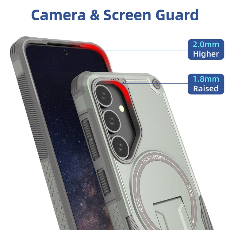 For Samsung Galaxy S24 5G / S25 5G Armor MagSafe Holder PC Hybrid TPU Phone Case(Grey) by buy2fix