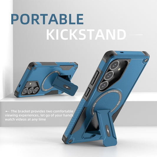 For Samsung Galaxy S24 5G / S25 5G Armor MagSafe Holder PC Hybrid TPU Phone Case(Dark Blue) by buy2fix