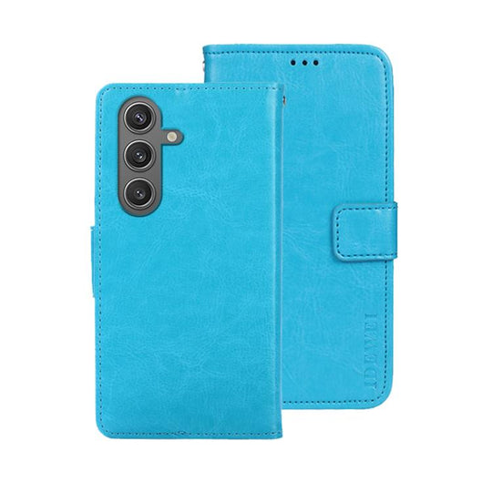 For Samsung Galaxy S25 5G idewei Crazy Horse Texture Leather Phone Case(Sky Blue)