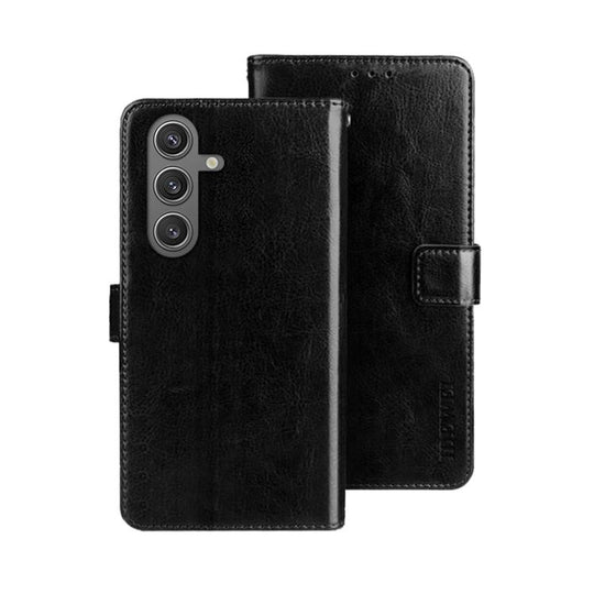 For Samsung Galaxy S25 5G idewei Crazy Horse Texture Leather Phone Case(Black)