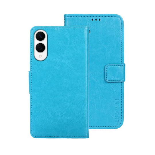 For Samsung Galaxy S25 Edge 5G idewei Crazy Horse Texture Leather Phone Case(Sky Blue)
