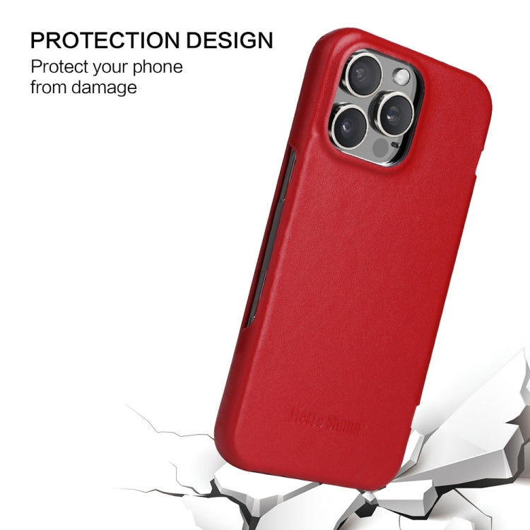 For iPhone 16 Pro Max Fierre Shann Top Layer Cowhide Business Magnetic Leather Phone Case(Red) - iPhone 16 Pro Max Cases by FIERRE SHANN | Online Shopping UK | buy2fix