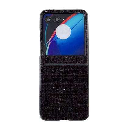 For Motorola Razr 40 Ultra Plaid Fabric PC Protective Phone Case(Black) by buy2fix