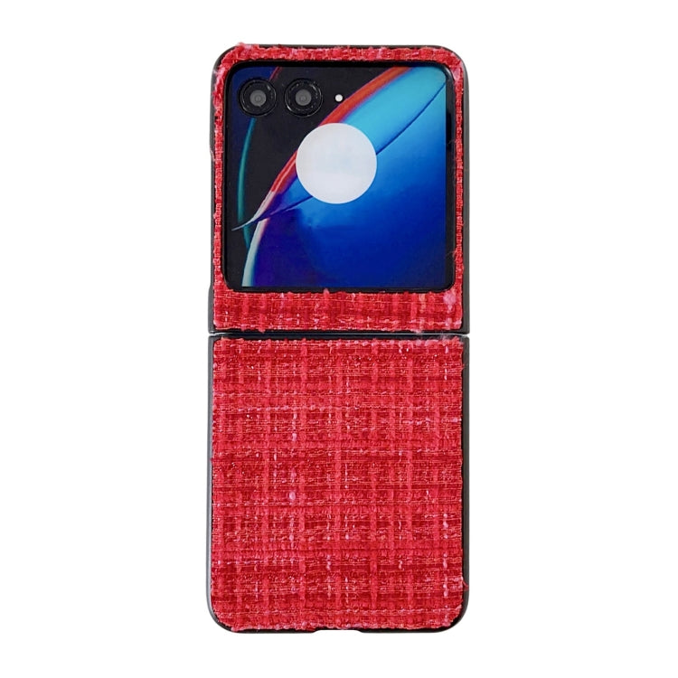 For Motorola Razr 40 Ultra Plaid Fabric PC Protective Phone Case(Red) by buy2fix