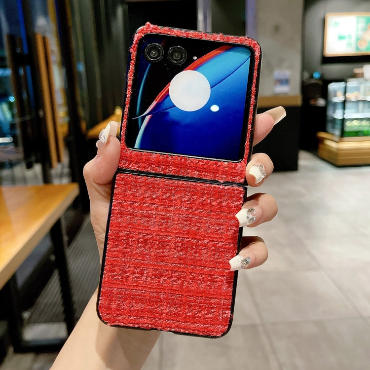 For Motorola Razr 40 Ultra Plaid Fabric PC Protective Phone Case(Red) by buy2fix