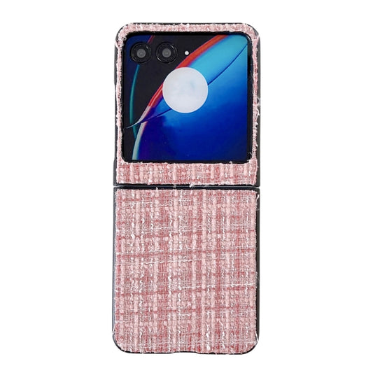 For Motorola Razr 40 Ultra Plaid Fabric PC Protective Phone Case(Pink) by buy2fix