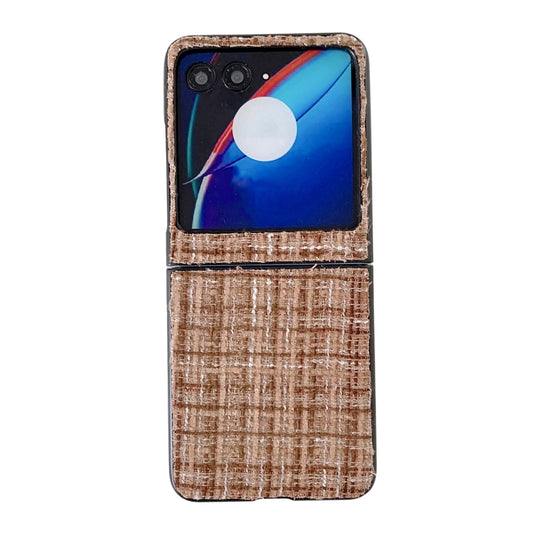 For Motorola Razr 40 Ultra Plaid Fabric PC Protective Phone Case(Brown) by buy2fix