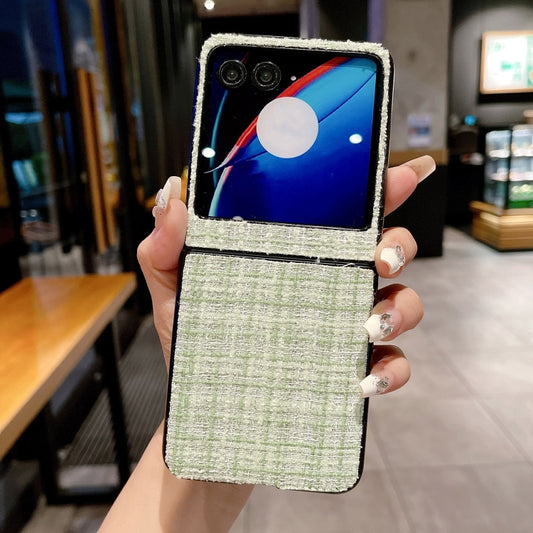 For Motorola Razr 40 Ultra Plaid Fabric PC Protective Phone Case(Green) by buy2fix