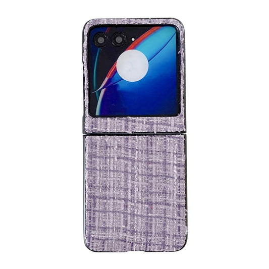 For Motorola Razr 40 Ultra Plaid Fabric PC Protective Phone Case(Purple) by buy2fix