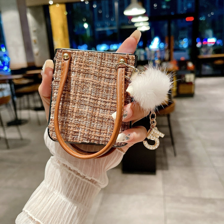 For Motorola Razr 40 Ultra Handbag Design Plush Ball Plaid Fabric PC Phone Case(Black) by buy2fix