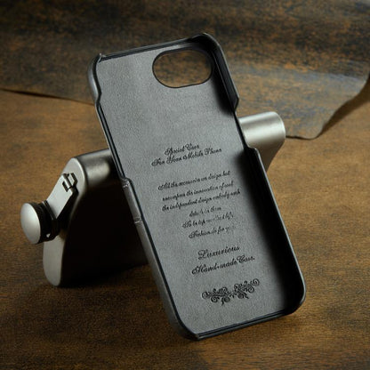 For iPhone 16e Fierre Shann Retro Oil Wax Texture Card Slots PU Leather Phone Case(Grey) - iPhone 16e Cases by FIERRE SHANN | Online Shopping UK | buy2fix