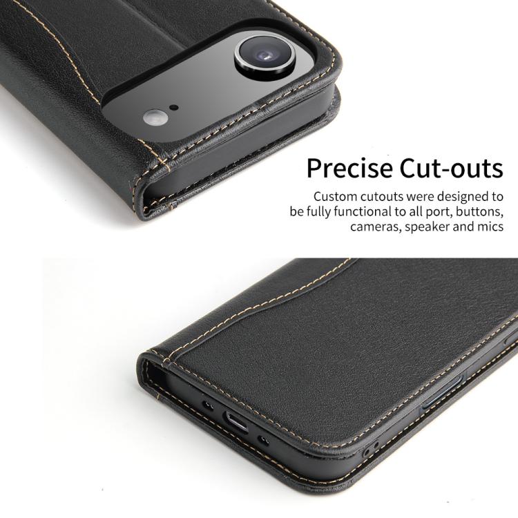 For iPhone Air Fierre Shann Cowhide Leather Flip Leather Phone Case(Black) - iPhone Air Cases by FIERRE SHANN | Online Shopping UK | buy2fix