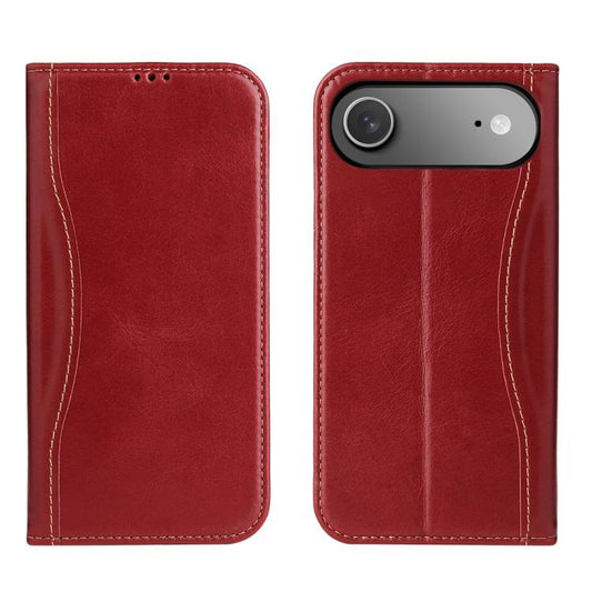 For iPhone Air Fierre Shann Cowhide Leather Flip Leather Phone Case(Red) - iPhone Air Cases by FIERRE SHANN | Online Shopping UK | buy2fix