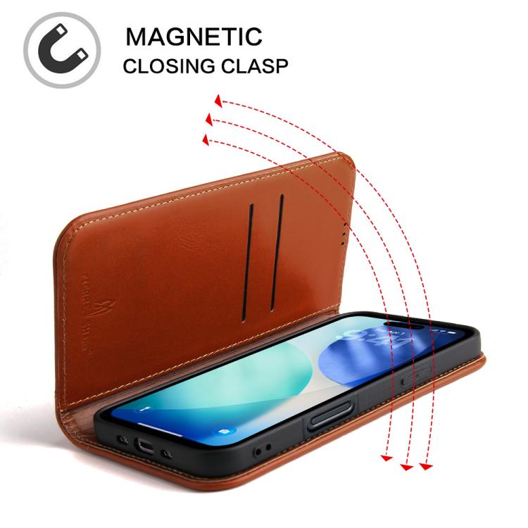 For iPhone Air Fierre Shann Cowhide Leather Flip Leather Phone Case(Brown) - iPhone Air Cases by FIERRE SHANN | Online Shopping UK | buy2fix