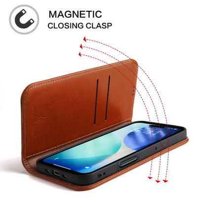For iPhone Air Fierre Shann Cowhide Leather Flip Leather Phone Case(Brown) - iPhone Air Cases by FIERRE SHANN | Online Shopping UK | buy2fix