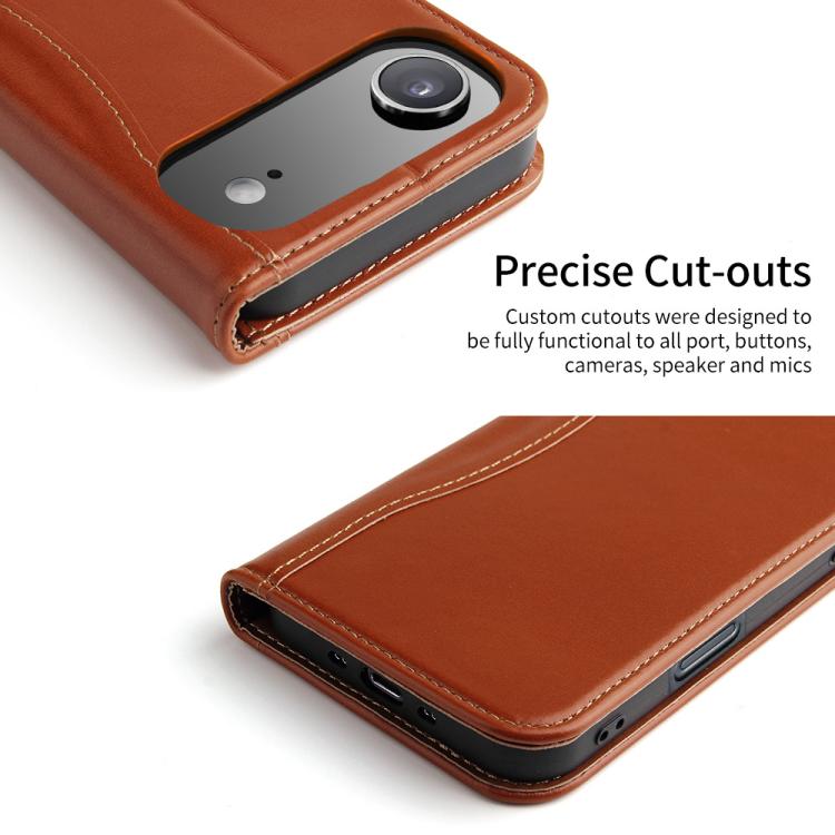 For iPhone Air Fierre Shann Cowhide Leather Flip Leather Phone Case(Brown) - iPhone Air Cases by FIERRE SHANN | Online Shopping UK | buy2fix