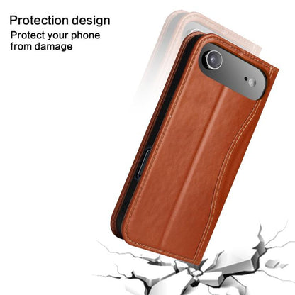 For iPhone Air Fierre Shann Cowhide Leather Flip Leather Phone Case(Brown) - iPhone Air Cases by FIERRE SHANN | Online Shopping UK | buy2fix