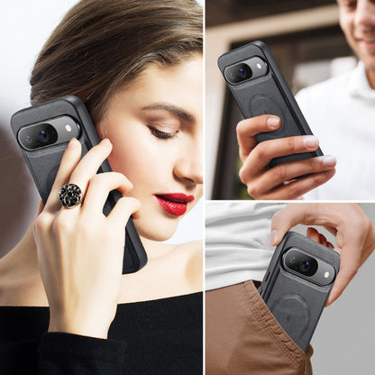 For Google Pixel 9 Pro XL Fierre Shann Cowhide Texture MagSafe Magnetic Phone Case(Black) by FIERRE SHANN