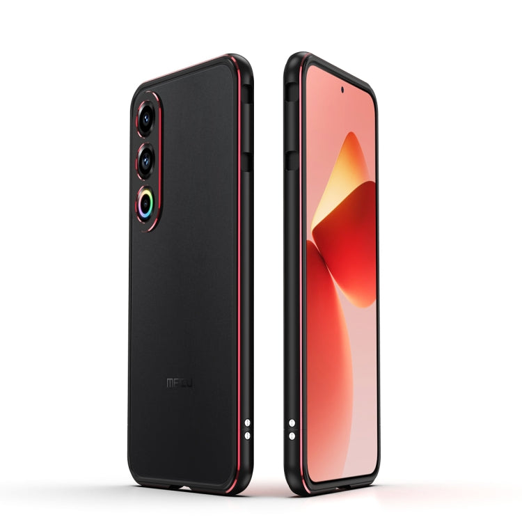 For Meizu 21 Aurora Series Lens Protector + Metal Frame Phone Case(Black Red) - Meizu by buy2fix | Online Shopping UK | buy2fix