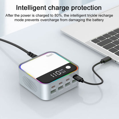 WLX-M8 120W Smart Digital Display Multi-Port Desktop Charger Dock Station, AU Plug(Grey White) - Multifunction Charger by buy2fix | Online Shopping UK | buy2fix