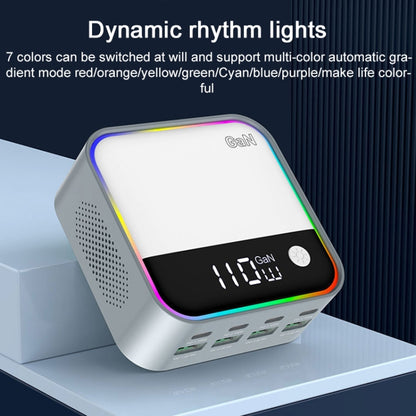 WLX-M8 120W Smart Digital Display Multi-Port Desktop Charger Dock Station, UK Plug(Grey White) - Multifunction Charger by buy2fix | Online Shopping UK | buy2fix