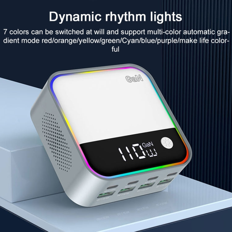 WLX-M8 120W Smart Digital Display Multi-Port Desktop Charger Dock Station, EU Plug(Grey White) - Multifunction Charger by buy2fix | Online Shopping UK | buy2fix